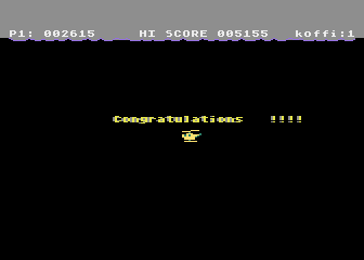 Koffi: Yellow Kopter (Atari 5200) screenshot: Congratulations !!!! (now level 2 starts.)
