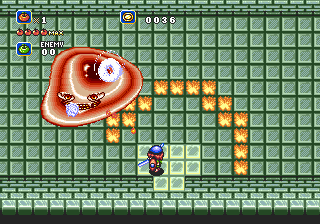 Crusader of Centy (Genesis) screenshot: This boss changes its weakness all the time