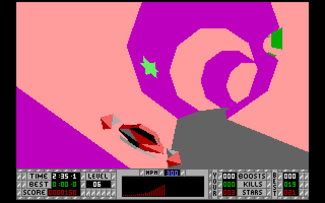 S.T.U.N. Runner (Amiga) screenshot: Touch stars to get a bonus at the end of the race