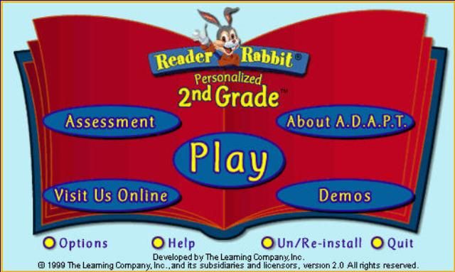 Reader Rabbit's 2nd Grade (Windows) screenshot: Main menu