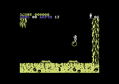 Underwurlde (Commodore 64) screenshot: On a friendely bubble