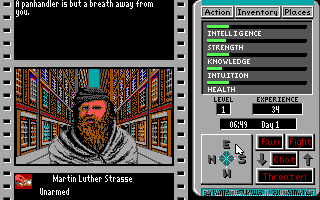 The Third Courier (DOS) screenshot: Ew! Panhandler breath!