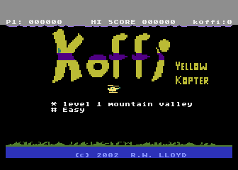 Koffi: Yellow Kopter (Atari 5200) screenshot: Title screen and main menu