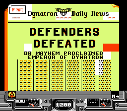 Defenders of Dynatron City (NES) screenshot: Oh no, defeated...