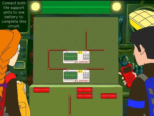ClueFinders: 5th Grade Adventures (Windows) screenshot: Building circuits