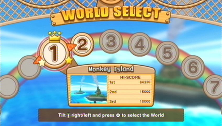 Super Monkey Ball: Banana Blitz (Wii) screenshot: World select