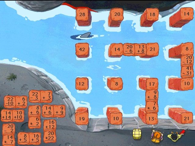 ClueFinders: 5th Grade Adventures (Windows) screenshot: Building a bridge