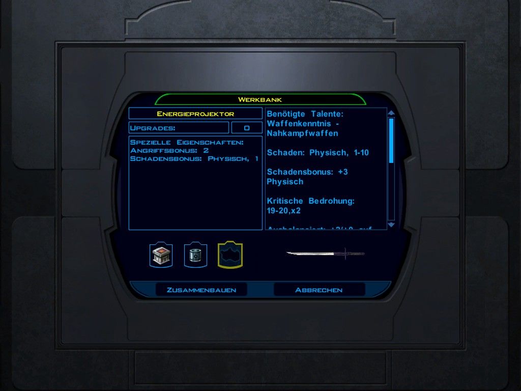 Star Wars: Knights of the Old Republic (Windows) screenshot: You can upgrade weapons on this station