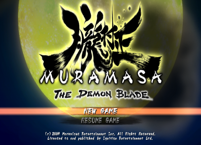 Muramasa: The Demon Blade (Wii) screenshot: Main menu.