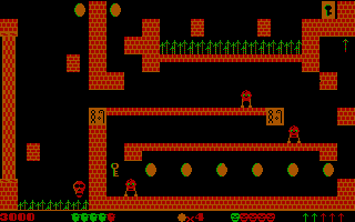 Pharaoh's Tomb (DOS) screenshot: Very original dying animation. The player is portrayed as a skull over the spikes.