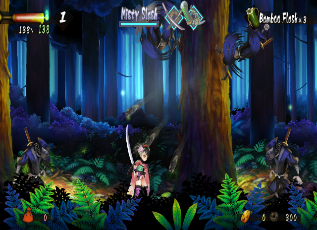 Muramasa: The Demon Blade (Wii) screenshot: Even is this situation, you can still dodge it all. Just believe in yourself.