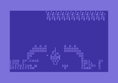 Guns of Fort Defiance (Commodore 64) screenshot: Gameplay; here comes the enemy!