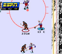 ESPN National Hockey Night (Genesis) screenshot: Playing with the vertical view on