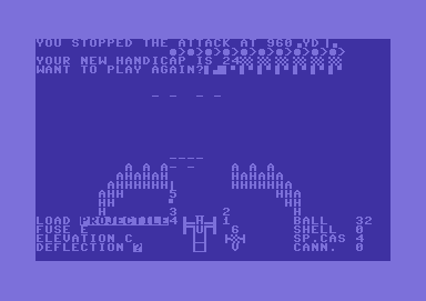 Guns of Fort Defiance (Commodore 64) screenshot: I won this round; go on to the next round?