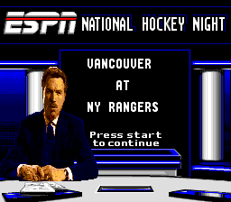 ESPN National Hockey Night (Genesis) screenshot: The teams that will be playing
