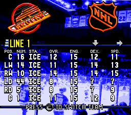 ESPN National Hockey Night (Genesis) screenshot: Edit lineup