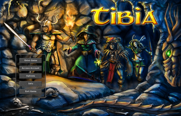 Tibia (Windows) screenshot: Main menu