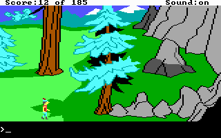 King's Quest II: Romancing the Throne (DOS) screenshot: Near some rocks