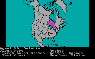 The Spy's Adventures in North America (DOS) screenshot: Pick a location