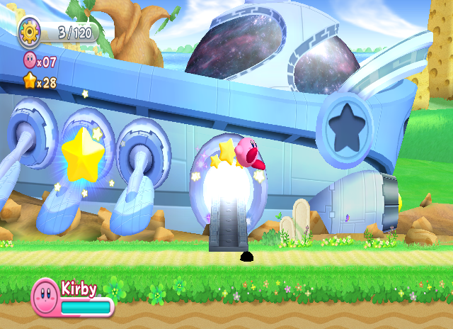 Kirby's Return to Dream Land (Wii) screenshot: Just let me out of this ship, I need to breathe!