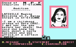 Vera Cruz (Commodore 64) screenshot: Interrogating friend of Vera Cruz