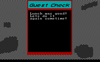 Prime Time (DOS) screenshot: Deals can take place over lunch.