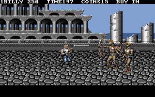 Double Dragon 3: The Rosetta Stone (DOS) screenshot: From Japan we move on to Italy where these huge archers shoot arrows at you.