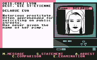 Vera Cruz (Commodore 64) screenshot: File on co-worker of Vera Cruz