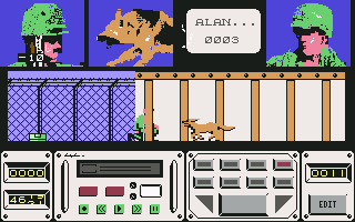 Combat Course (Commodore 64) screenshot: Encountering the dog