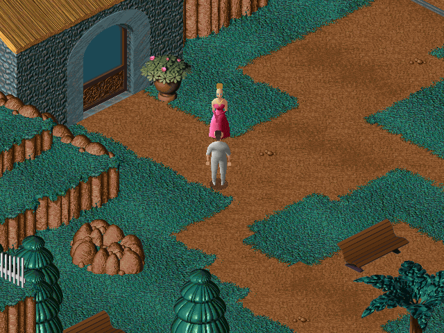 Relentless: Twinsen's Adventure (DOS) screenshot: Twinsen meets Zoe.