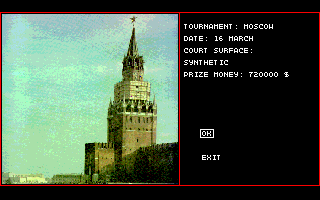 I Play: 3D Tennis (DOS) screenshot: Tournament description (VGA)