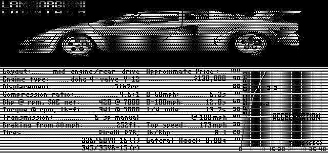 Test Drive (DOS) screenshot: Lamborghini Countach (Hercules)