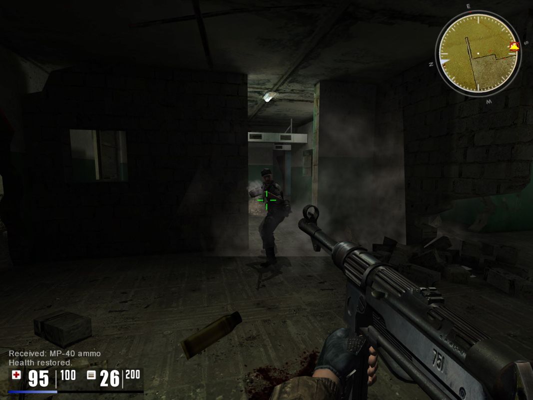 ÜberSoldier (Windows) screenshot: Great attention is given to lighting as sometimes it crates a really dramatic atmosphere.