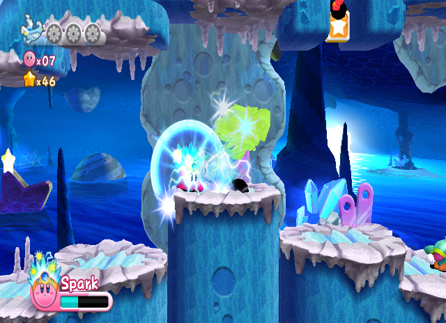 Kirby's Return to Dream Land (Wii) screenshot: I'm guessing my presence was QUITE SHOCKING to him... her... it.