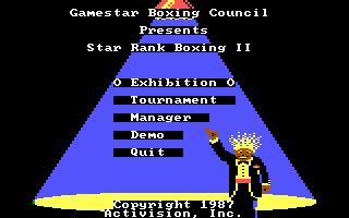Star Rank Boxing II (DOS) screenshot: The main menu (Tandy/PCjr)