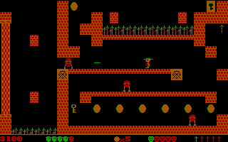 Pharaoh's Tomb (DOS) screenshot: Believe or not, but I'm firing a spear in the moment...
