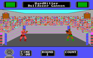 Star Rank Boxing II (DOS) screenshot: The fight begins (Tandy/PCjr).