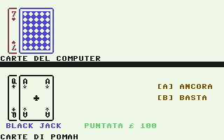 Black Jack (Commodore 64) screenshot: You have a Black Jack at the start.