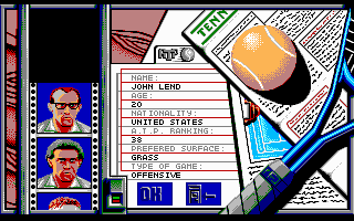 I Play: 3D Tennis (DOS) screenshot: Player selection (VGA)