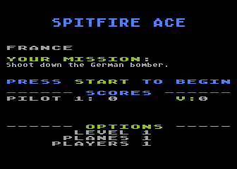 Spitfire Ace (Atari 8-bit) screenshot: Briefing for France mission