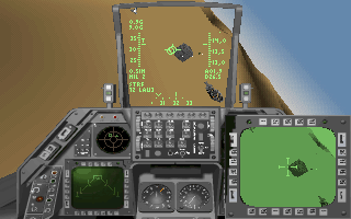 Strike Commander (DOS) screenshot: There are ground missions too, like bombing enemy camps.