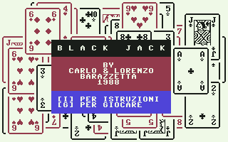 Black Jack (Commodore 64) screenshot: Title screen and main menu