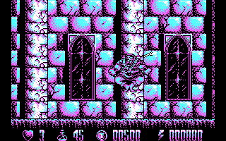 El Capitán Trueno (DOS) screenshot: You can't tell from here, but when Goliath lands his jump, the whole room shakes.