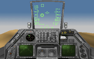 Strike Commander (DOS) screenshot: Enemies near! Our escort mission suddenly doesn't seem that boring.