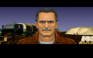 Strike Commander (DOS) screenshot: All hail Stern, our leader and mentor.