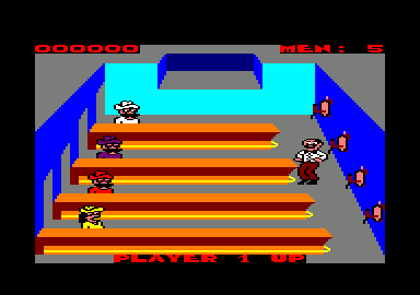 Tapper (Amstrad CPC) screenshot: My first customers