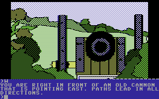 Death in the Caribbean (Commodore 64) screenshot: Old cannon.