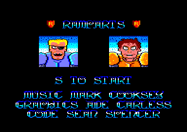 Ramparts (Amstrad CPC) screenshot: Title screen and main menu