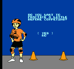 Rollerblade Racer (NES) screenshot: You are asked if you want to practice before competing.