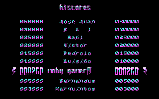 El Capitán Trueno (DOS) screenshot: High score table